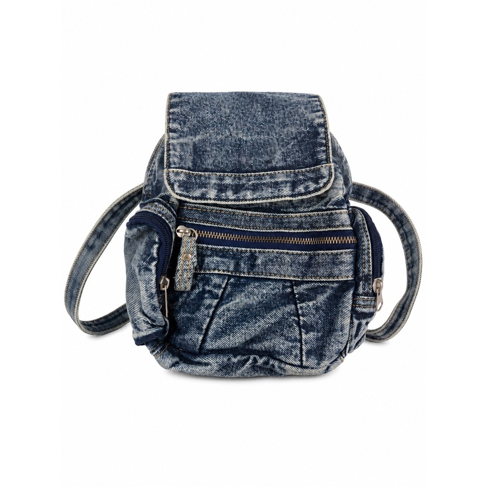 Joe Boxer Vintage Y2K 90's Blue Denim Retro Small Boho Festival Backpack Bag